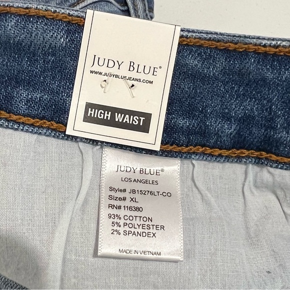 NWT Judy Blue High Waist Cut Off Denim Jean Shorts XL Style JB15276 Light Wash - Picture 10 of 13